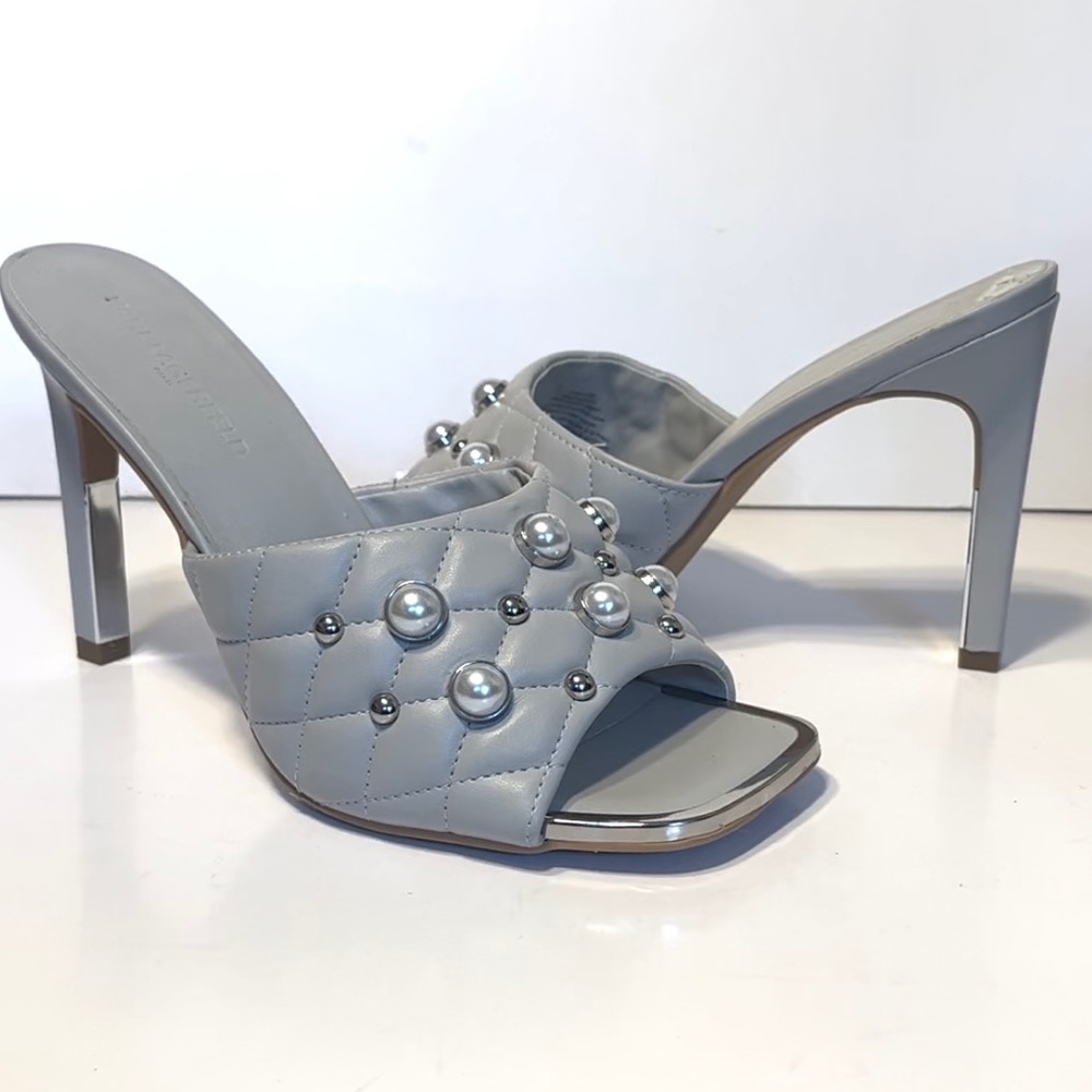 KARL LAGERFELD Paris AMIRA Quilted Studded Heels Slides Sandals 9B/40B